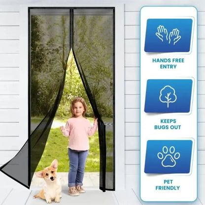 Hands-Free Retractable Magnetic Door Mesh