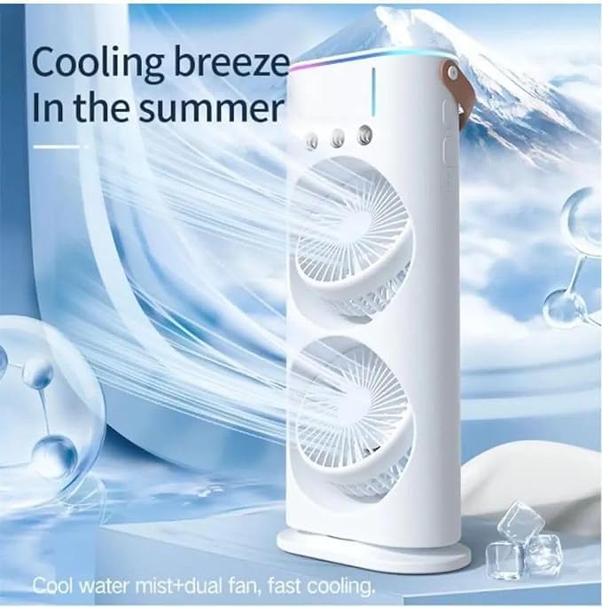 Double Head Mist Fan with Light & Humidifier