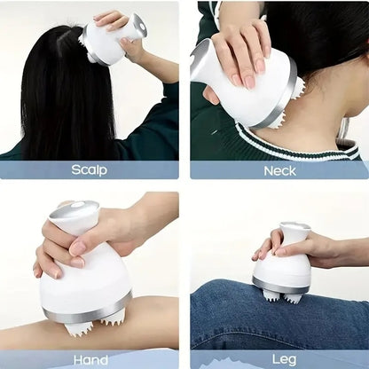 Rechargeable Electric Scalp Massager with 4 Clusters