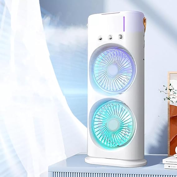 Double Head Mist Fan with Light & Humidifier