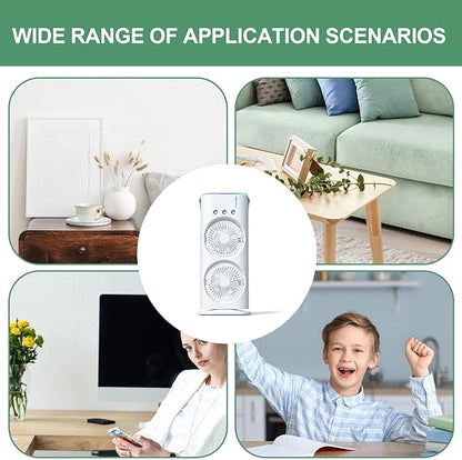 Double Head Mist Fan with Light & Humidifier