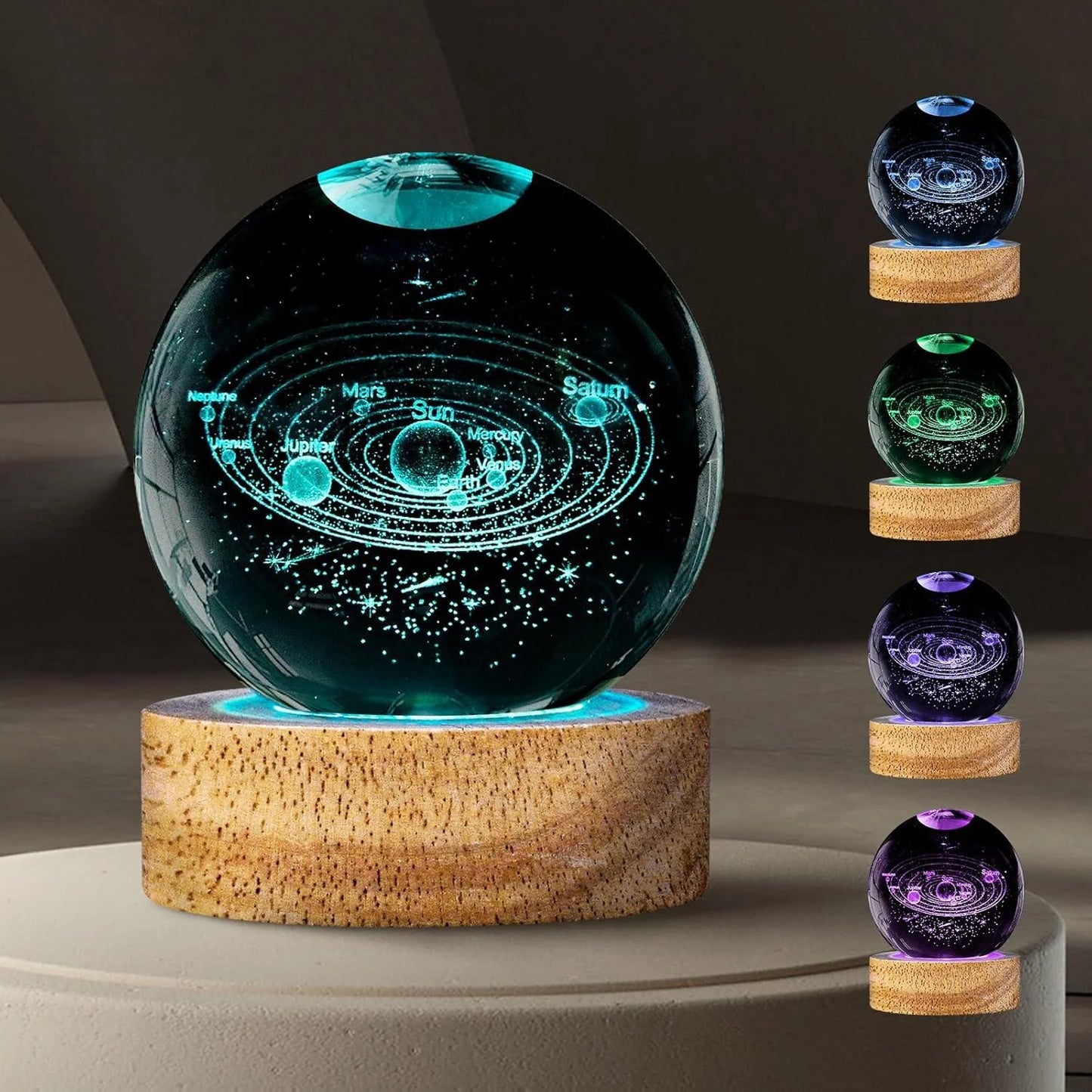 16 Colors Crystal Solar System Lamp