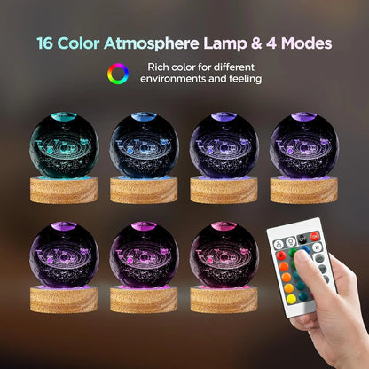 16 Colors Crystal Solar System Lamp