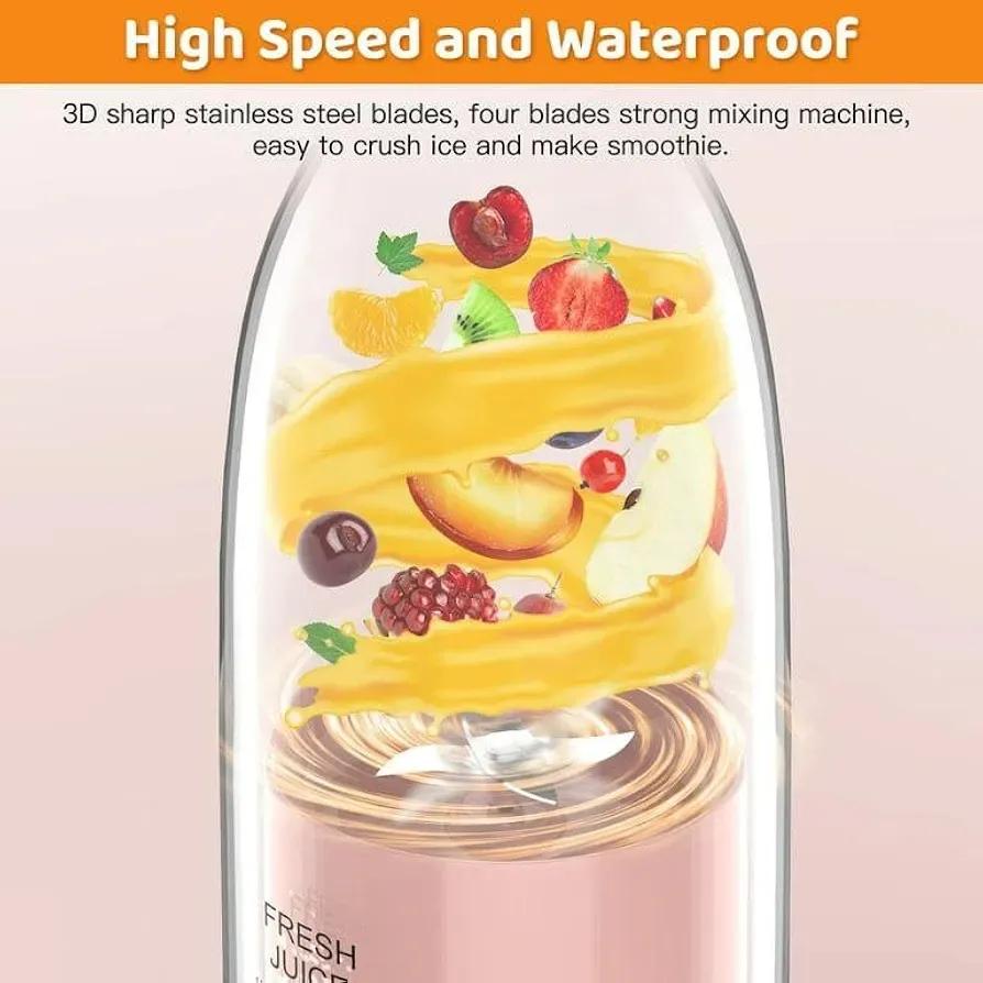 Chargeable 6 Blades 380ml-Portable Juicer Cup & Smoothie Maker