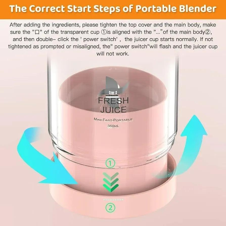Chargeable 6 Blades 380ml-Portable Juicer Cup & Smoothie Maker