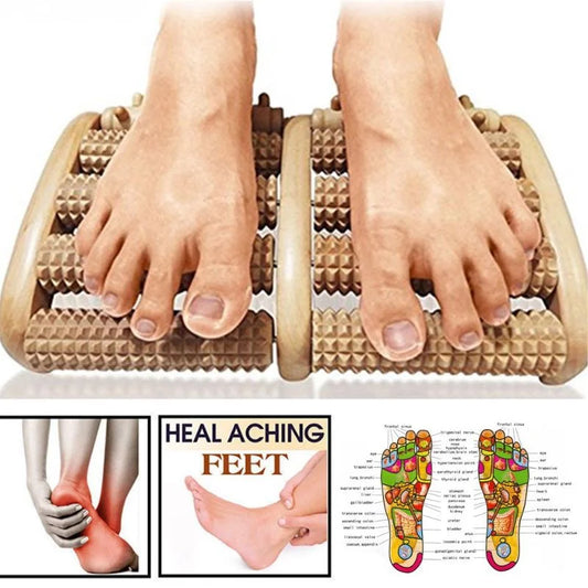 Wooden Foot Manual Roller Massager