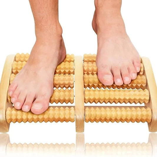 Wooden Foot Manual Roller Massager